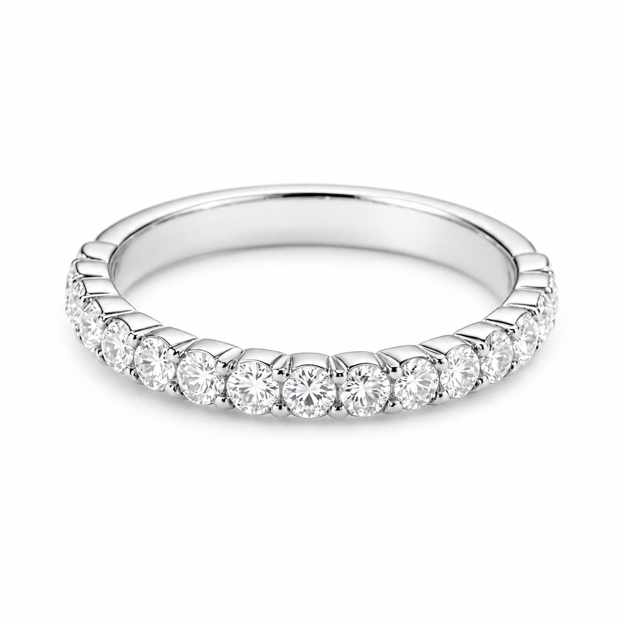 Diamond Pavé Eternity Ring – White Gold Finish