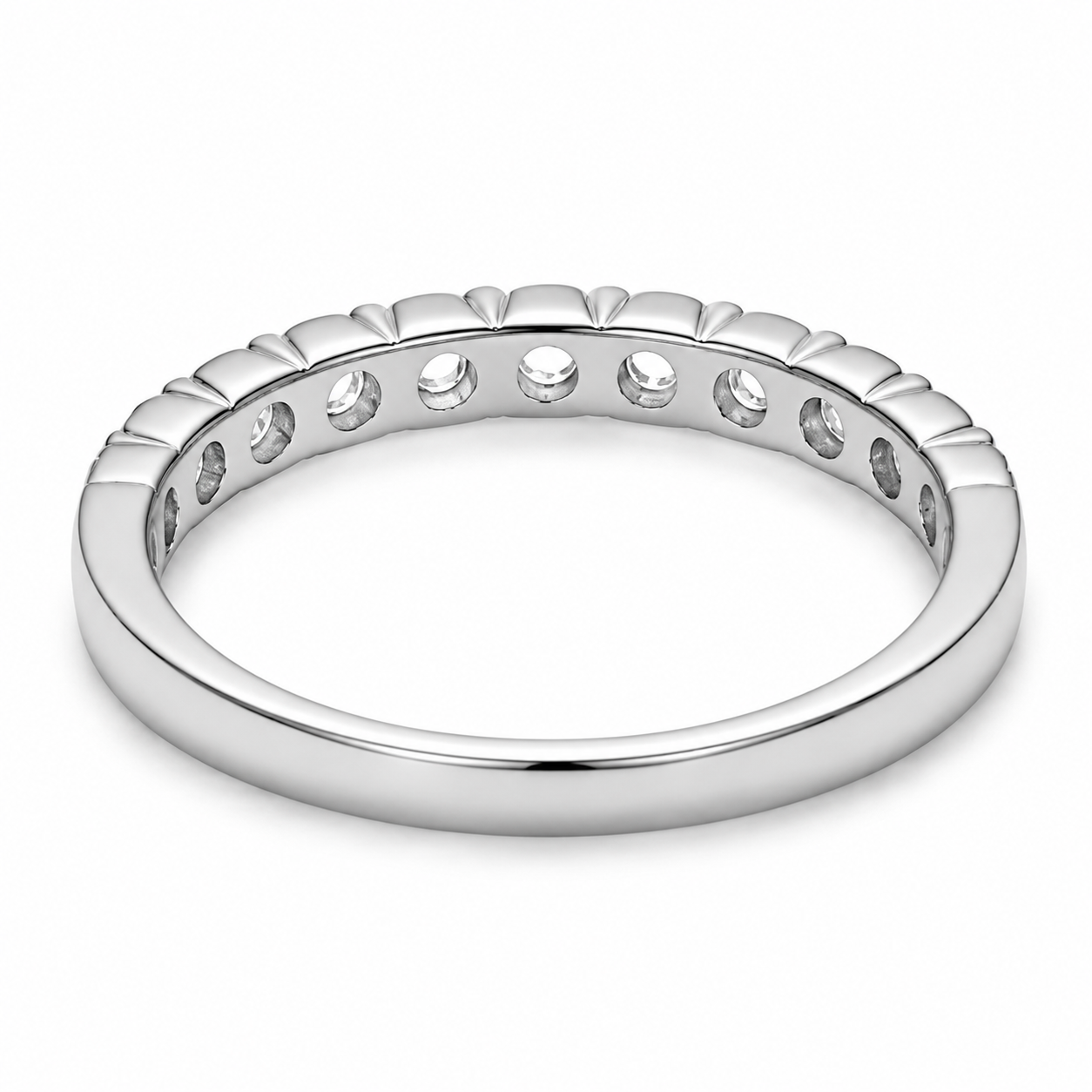 Diamond Pavé Eternity Ring – White Gold Finish