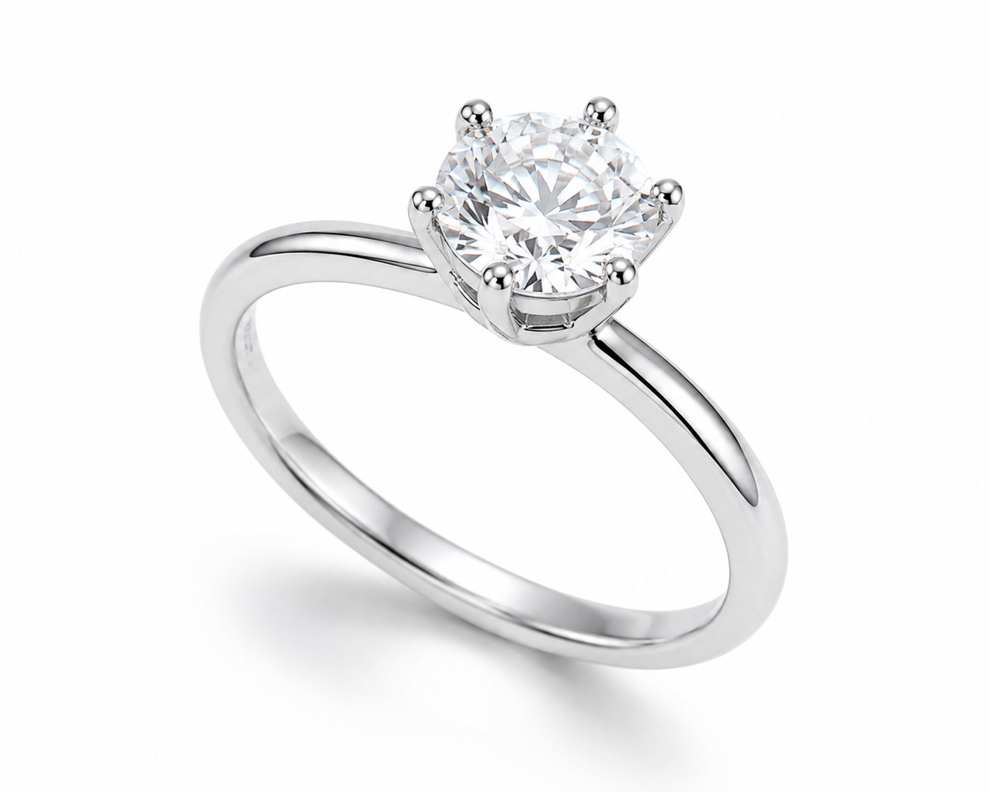 Classic Solitaire Diamond Ring | White Gold 6-Prong Setting